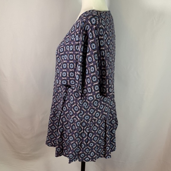 Love & Legend Purple, Blue & White Design Blouse Top - Picture 4 of 7